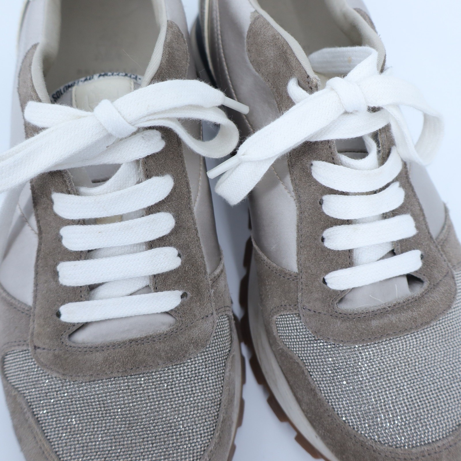 BRUNELLO CUCINELLI Monili Suede Sneakers Taupe and Beige Women’s 40.5/US 10.5