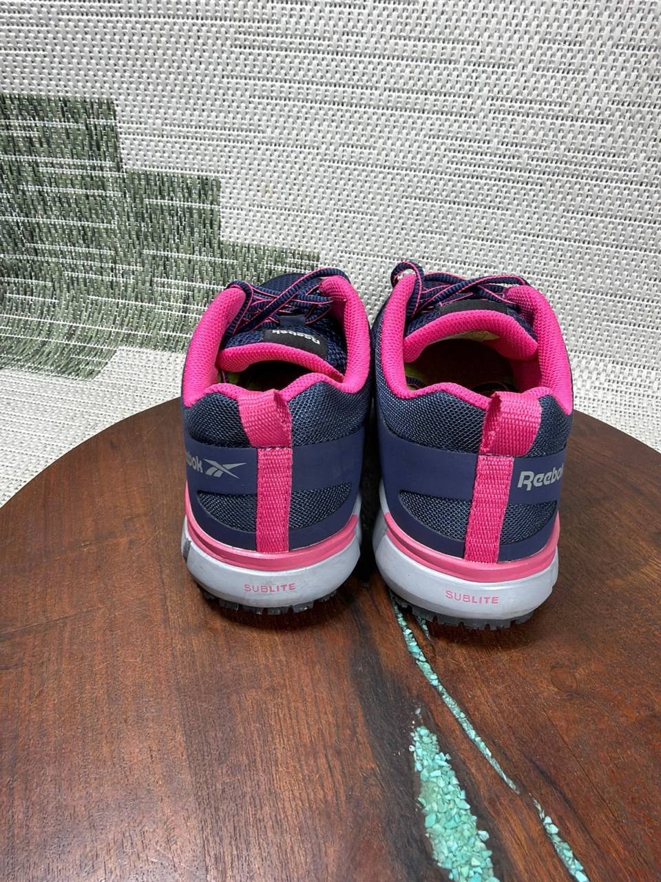 Reebok Shoes Womens Size 7.5 Wide Sublite Cushion Soft toe Work Navy Pink Mesh