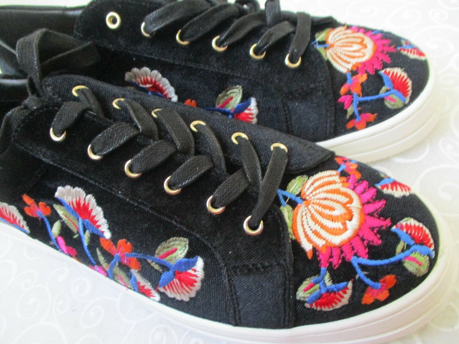 Steven Natural Comfort Embroidered Comfort Shoes Nc Nitro Black Beige NEW