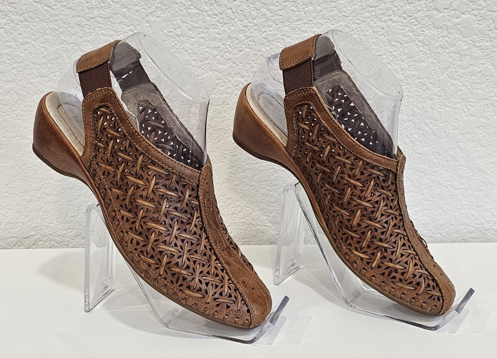 Pikolinos Women’s Brown Leather Slingback Shoes Laser Cut Comfort EU 35 US 5