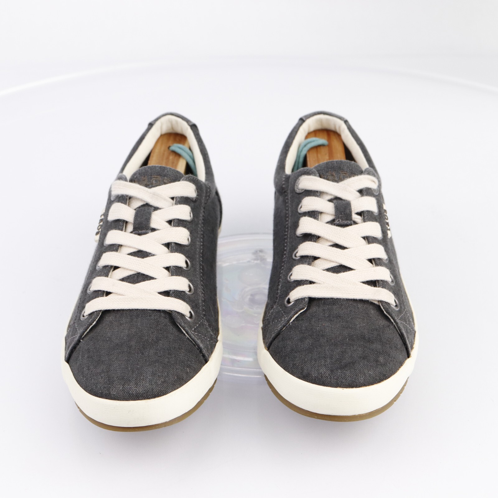 Taos Womens Star Sneaker Size 8 Dark Gray Washed Canvas Lace Up Walking Shoe