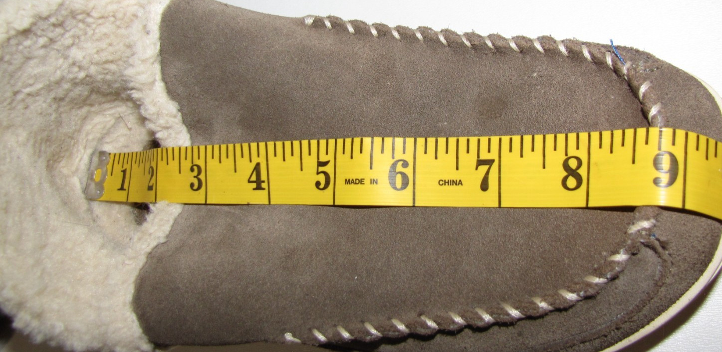 LL Bean Slippers Shoes Taupe-Olvie Suede Fur-Lined Comfort Moccasin Loafer Wm.6M