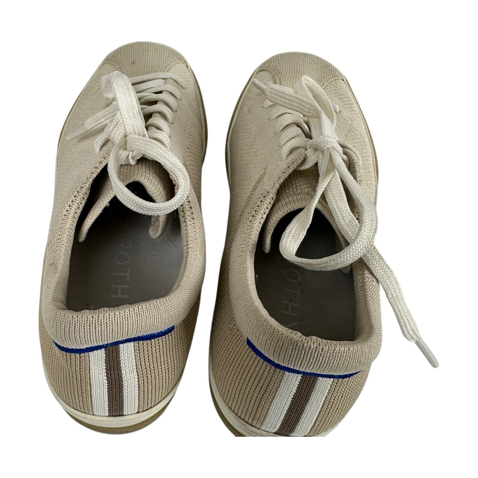 Rothy’s Knit Lace Up Sneaker Women Size 7 Cream Washable Sustainable Comfort