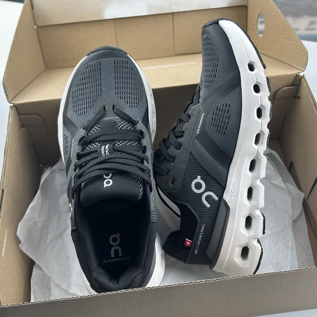 On Cloudrunner 2 Women’s Eclipse Black Lace Up Breathable Running Shoes US 6-9.5