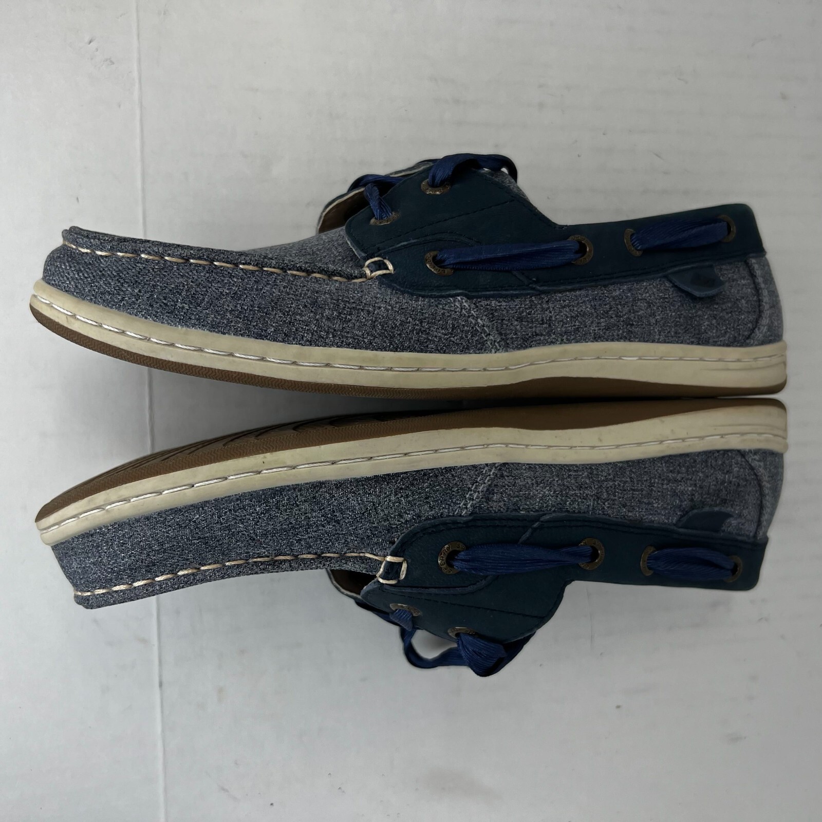 Sperry Womens STS84344 Blue Koifish Sparkle Chambray Slip On Size 8.5 Boat Shoes