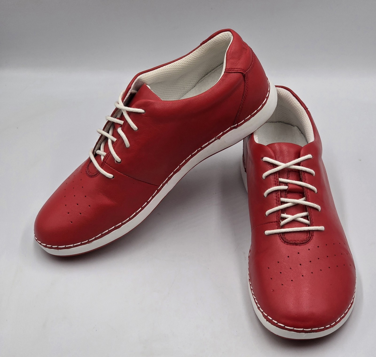 Alegria Essence ESS-623 Red Leather Slip Resistant Work Shoes Womens 8.5 EU 39