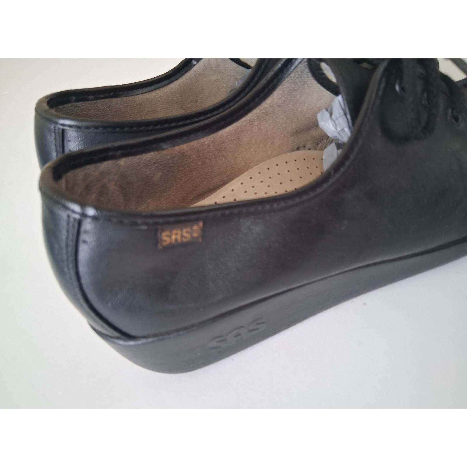 SAS Siesta Comfort Oxford Shoes Womens 10.5 M Black Leather Lace Up Walking Work