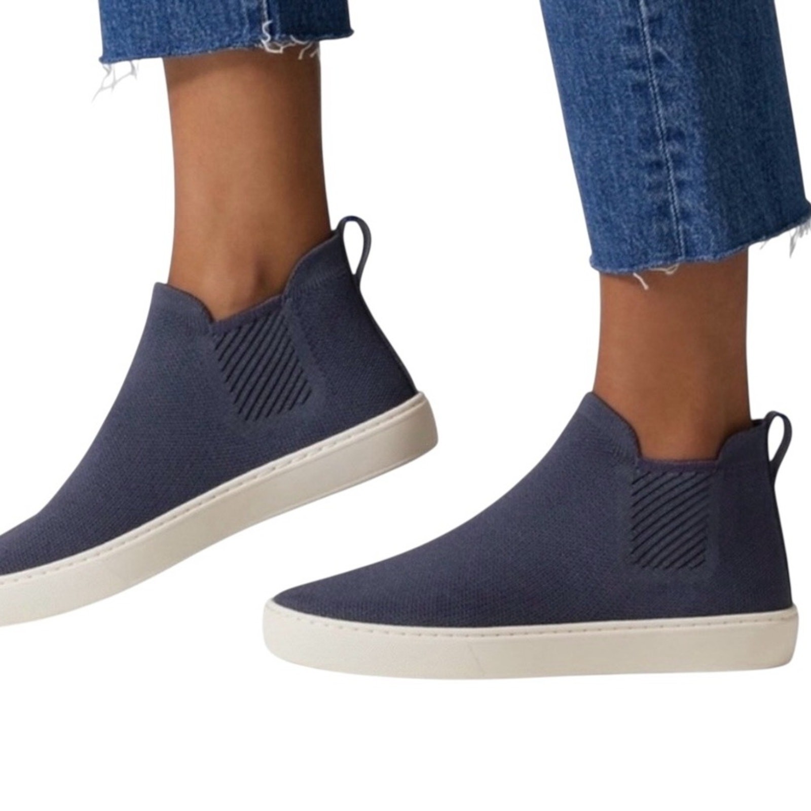 Rothy’s The Chelsea Nightfall Navy Size 9.5 Knit High Top Sneakers Sustainable