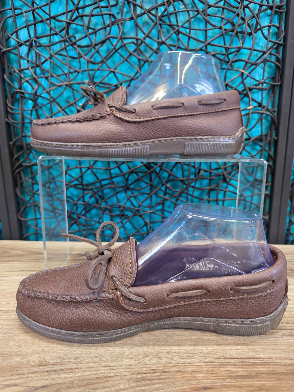 Minnetonka Classic 492W Moccasins Brown Moosehide Leather Slip On Women’s 7.5