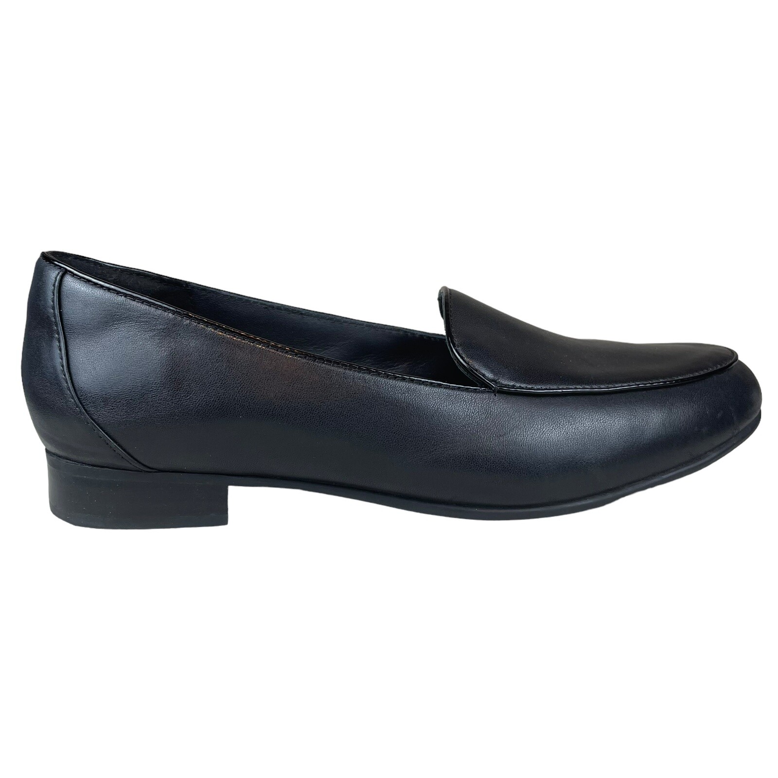 Clarks Unstructured Women’s 7 M Slip On Loafer Black Leather Flat Comfort 15764
