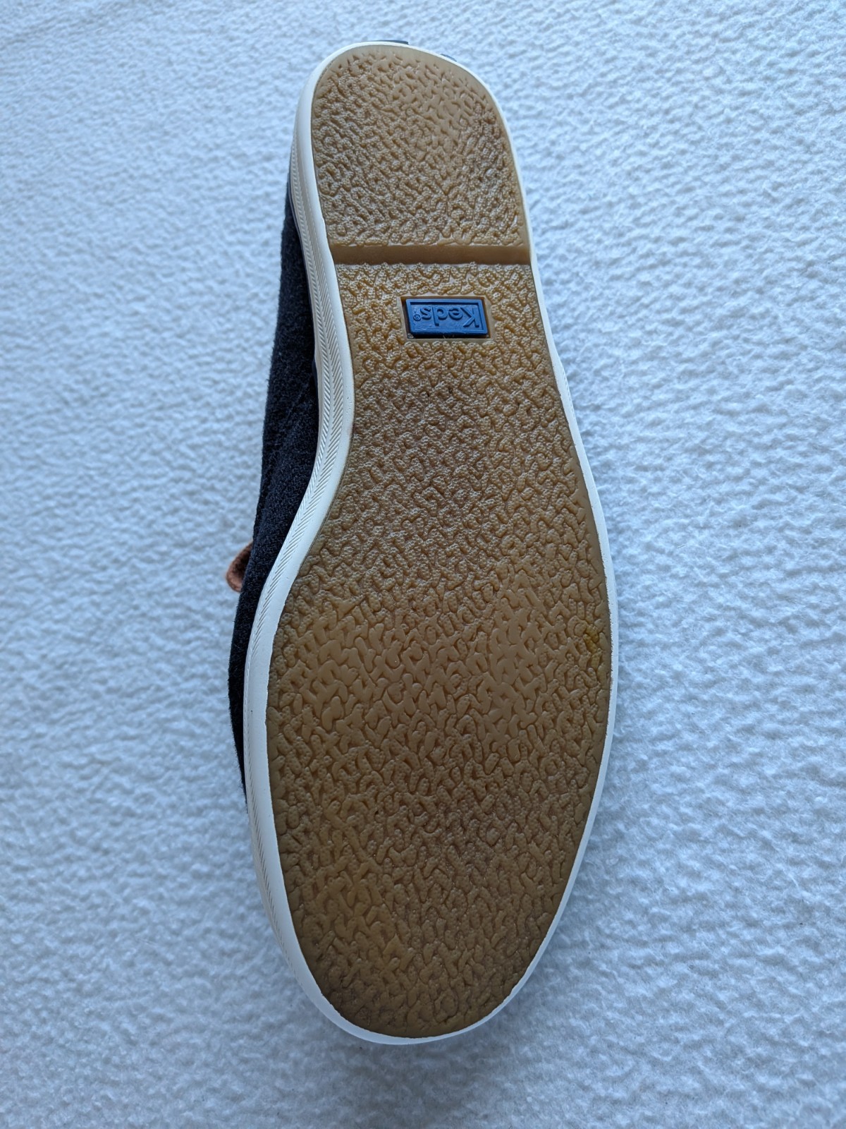 KEDS Classic Champion Women Size 8 Navy Brown Leather Trim Lace Up Sneakers