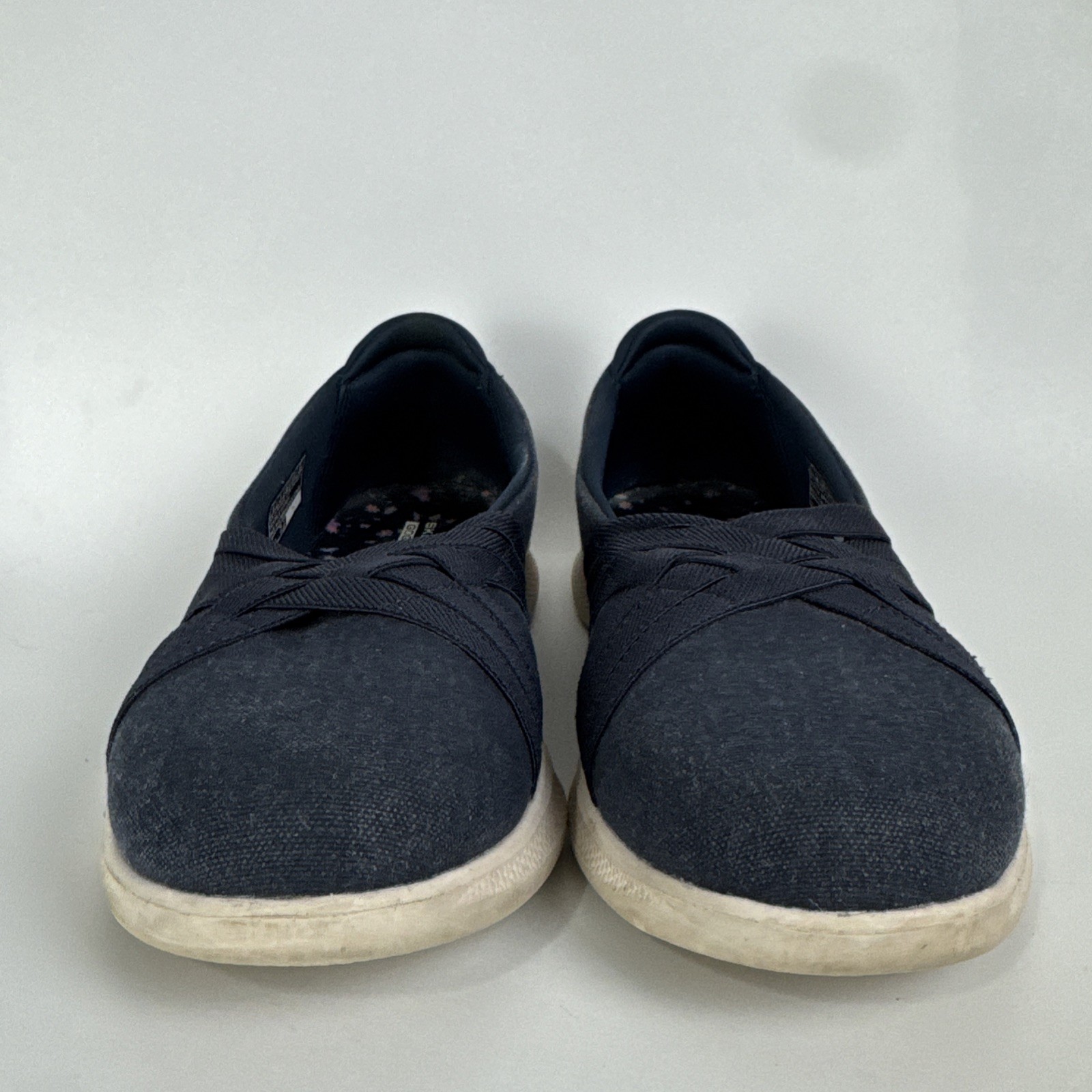 Skechers GOGA MAT Navy Blue Slip On Shoes Women’s 6 comfort walking summer boat