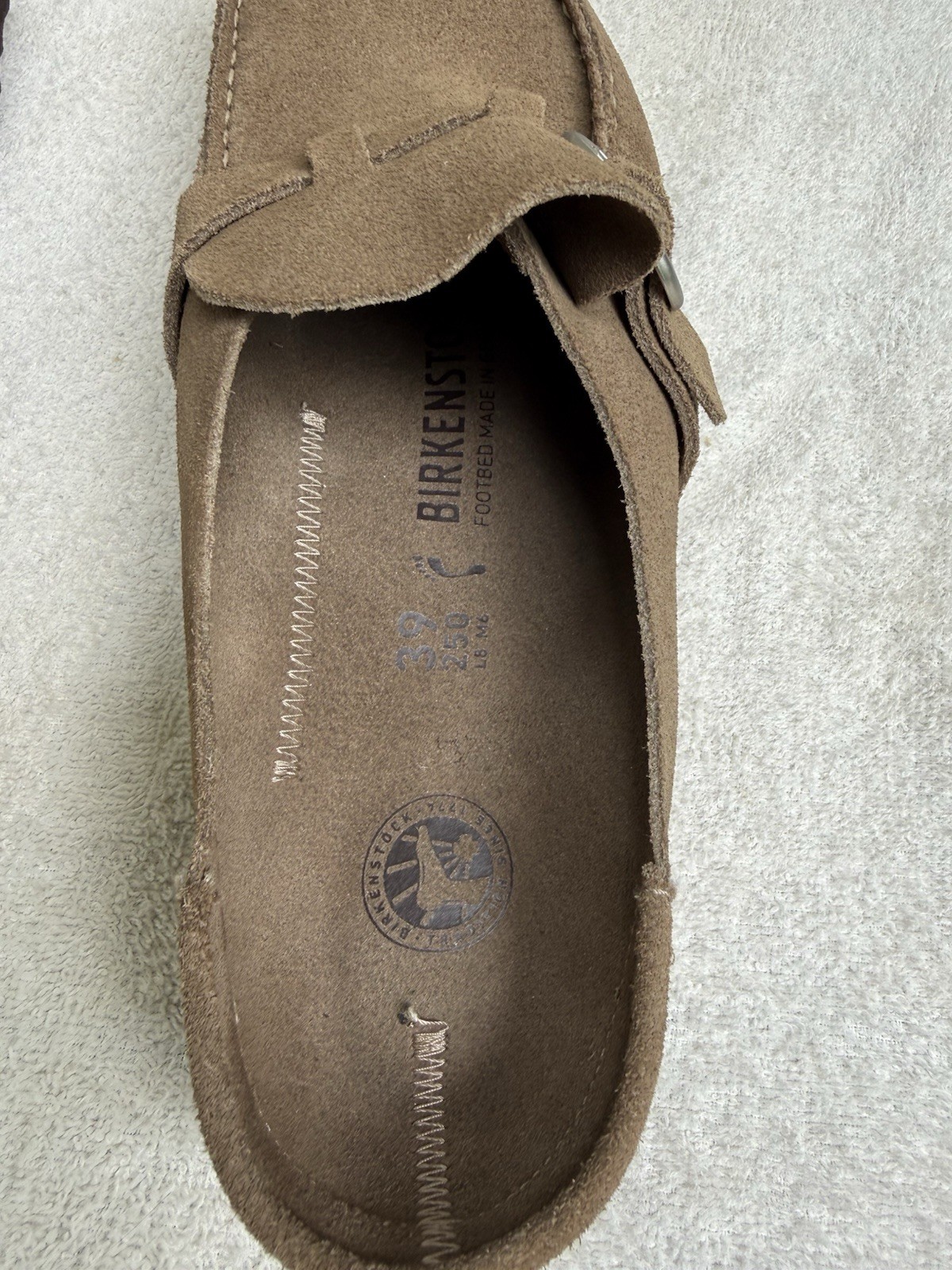 Birkenstock Buckley Suede Mules Loafers Clogs Taupe Brown Women’s 39 US 8-8.5