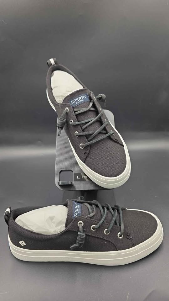 Sperry Women’s Crest Vibe Sneakers Shoes Linen Black Size 8 W Brand New in Box