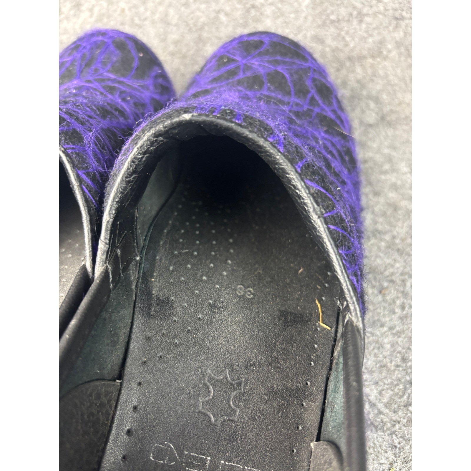 Dansko Professional Clogs Womens 38 Purple Black Wool Web Textured Slip On Shoes