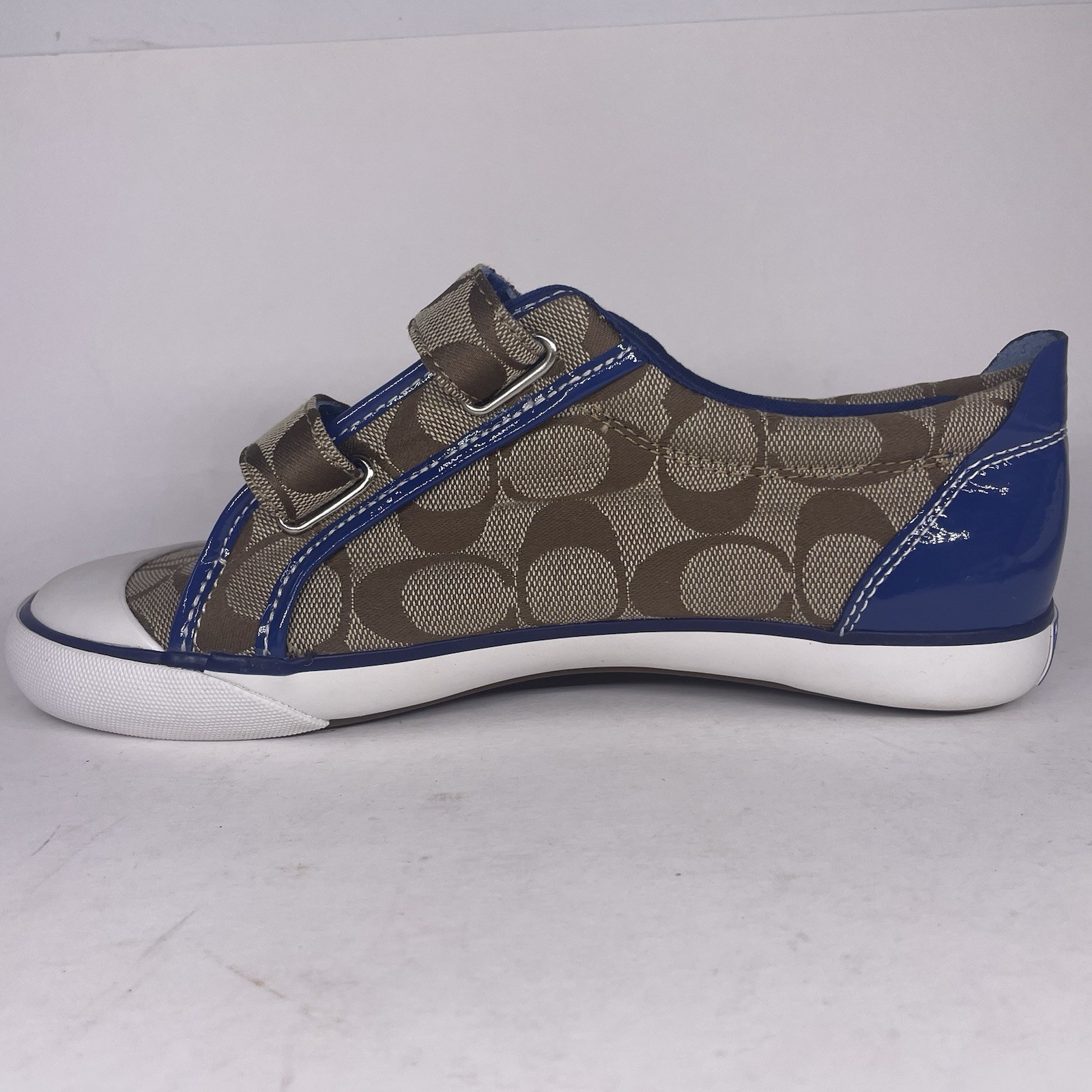 Vintage Coach Britt Sneakers Signature Canvas Blue Patent NOS Deadstock Size 7