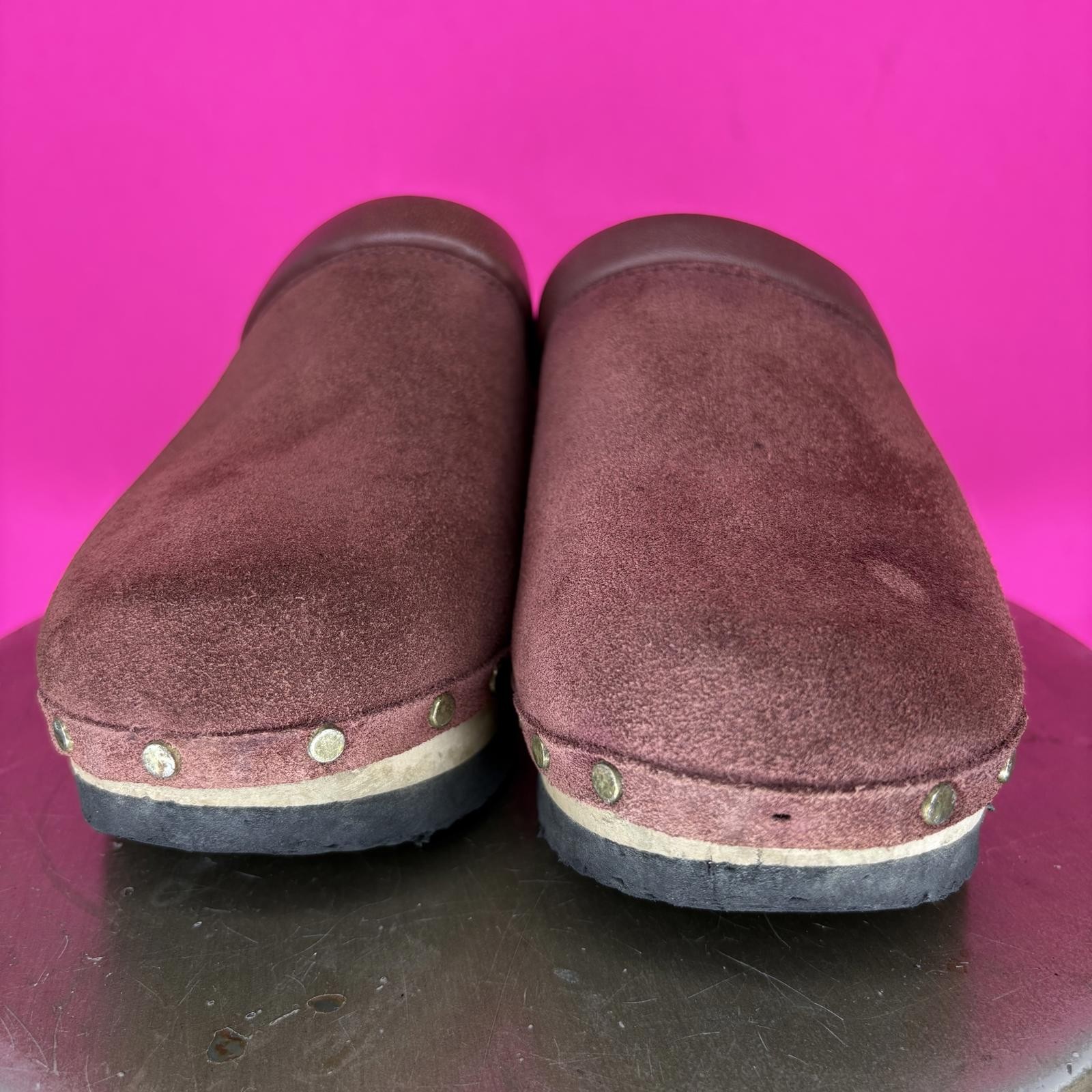 M. Gemi The Greta Shearling Lined Red Suede Clog EU 37.5 (7W 7.5N)