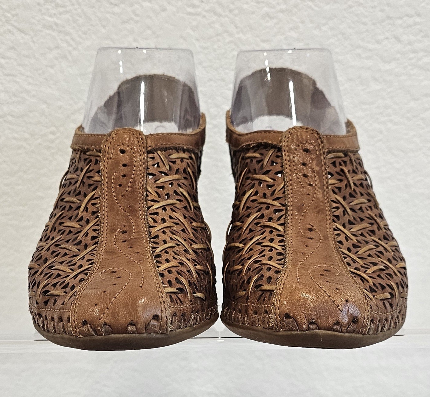 Pikolinos Women’s Brown Leather Slingback Shoes Laser Cut Comfort EU 35 US 5