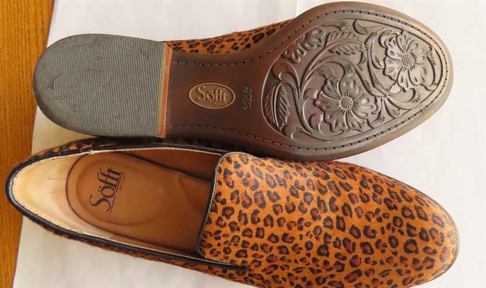 Sofft Women’s animal pattern Brown Slip-On Shoes Size 9