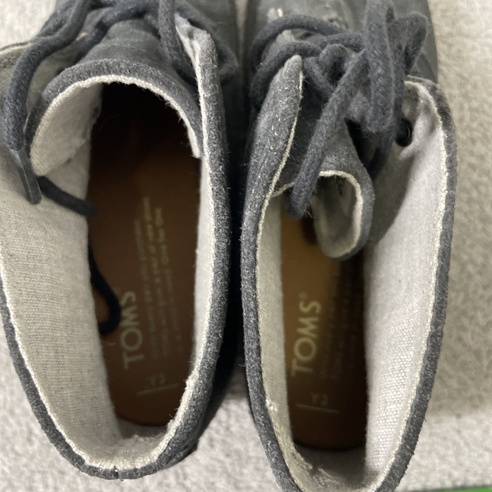 Toms Ankle Boots Womens Juniors Size 3 Gray Desert Wedge 10010659 Suede Lace Up