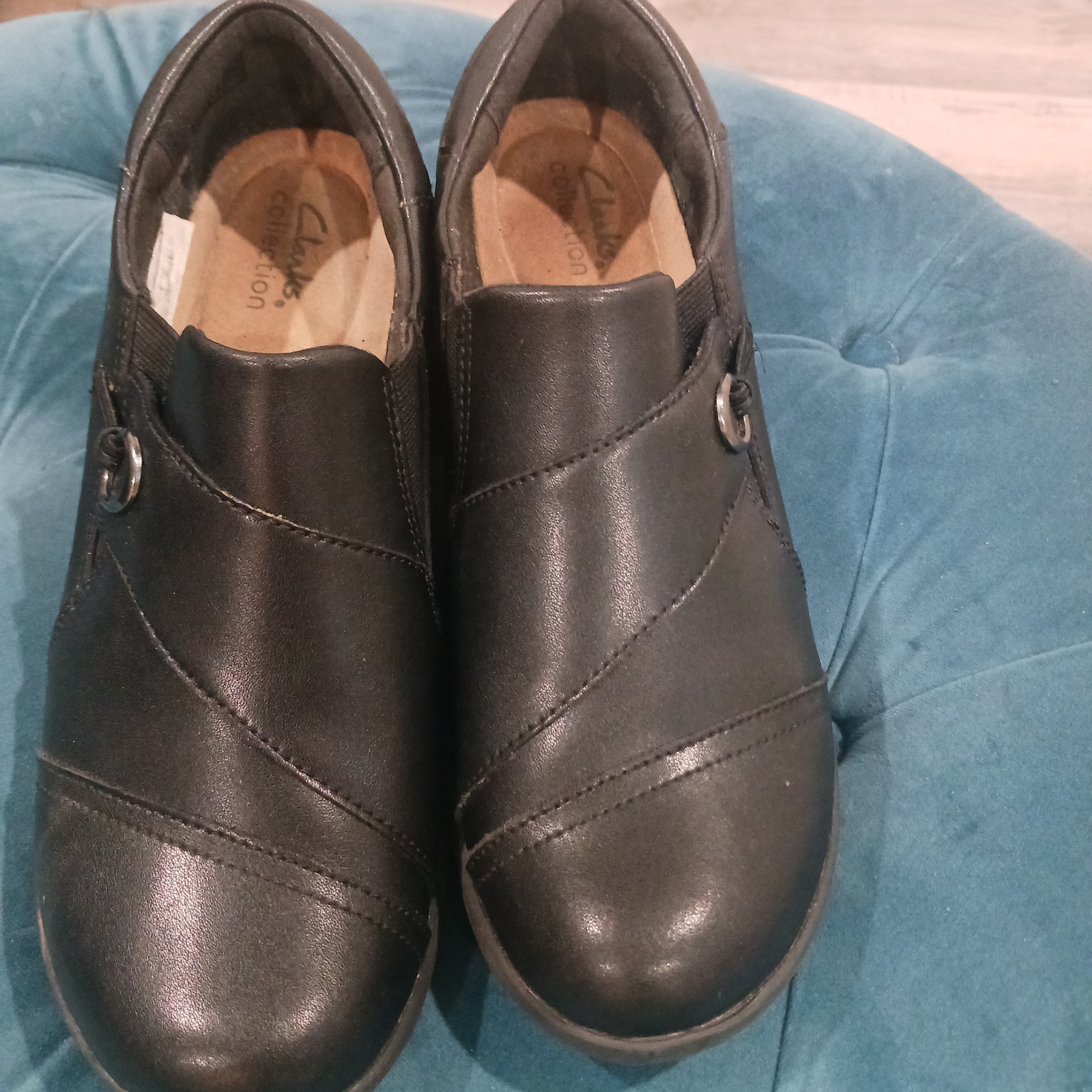 Clarks Ashland Women’s Black Leather Slip-On Comfort Casual/Work Shoes 9M