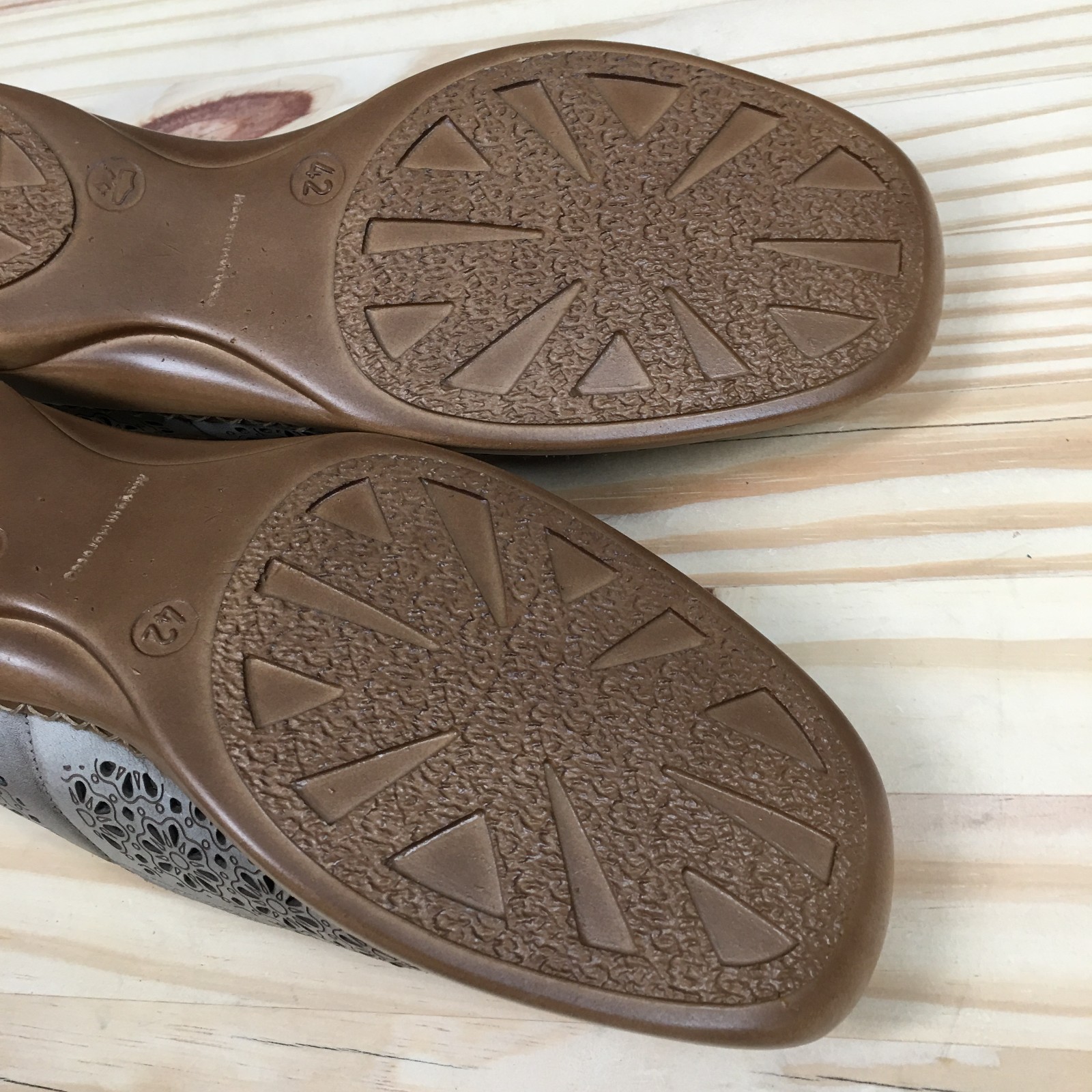 Rieker Shoes Womens 10 Mary Jane Laser Cut Casual Comfort Low Top Flats Gray NEW