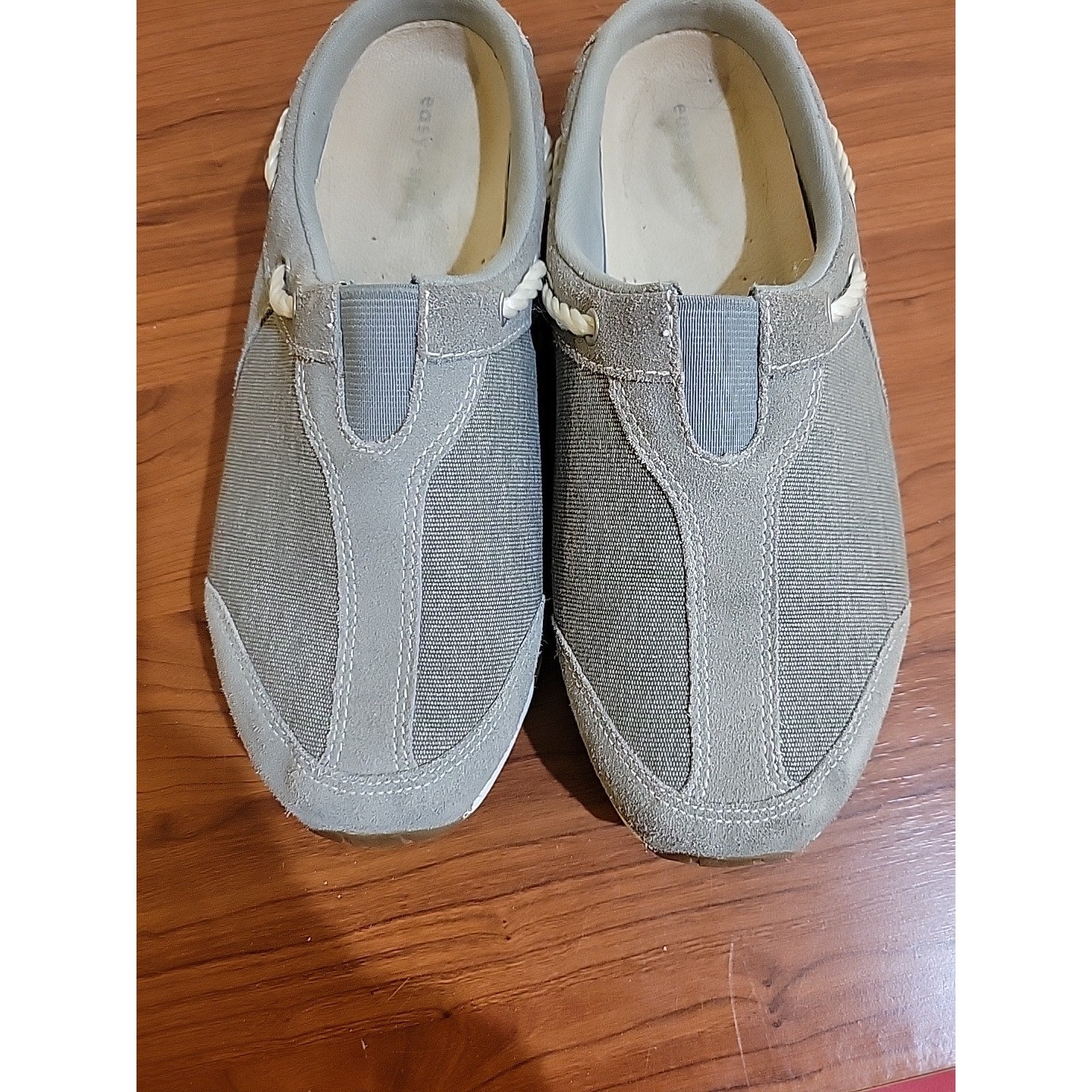 Easy Spirit Traveltime Gray Suede Textile Slip On Mules Clogs Shoes Women Size 7