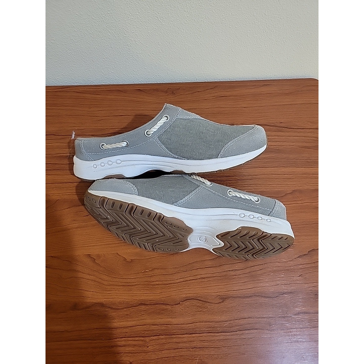 Easy Spirit Traveltime Gray Suede Textile Slip On Mules Clogs Shoes Women Size 7