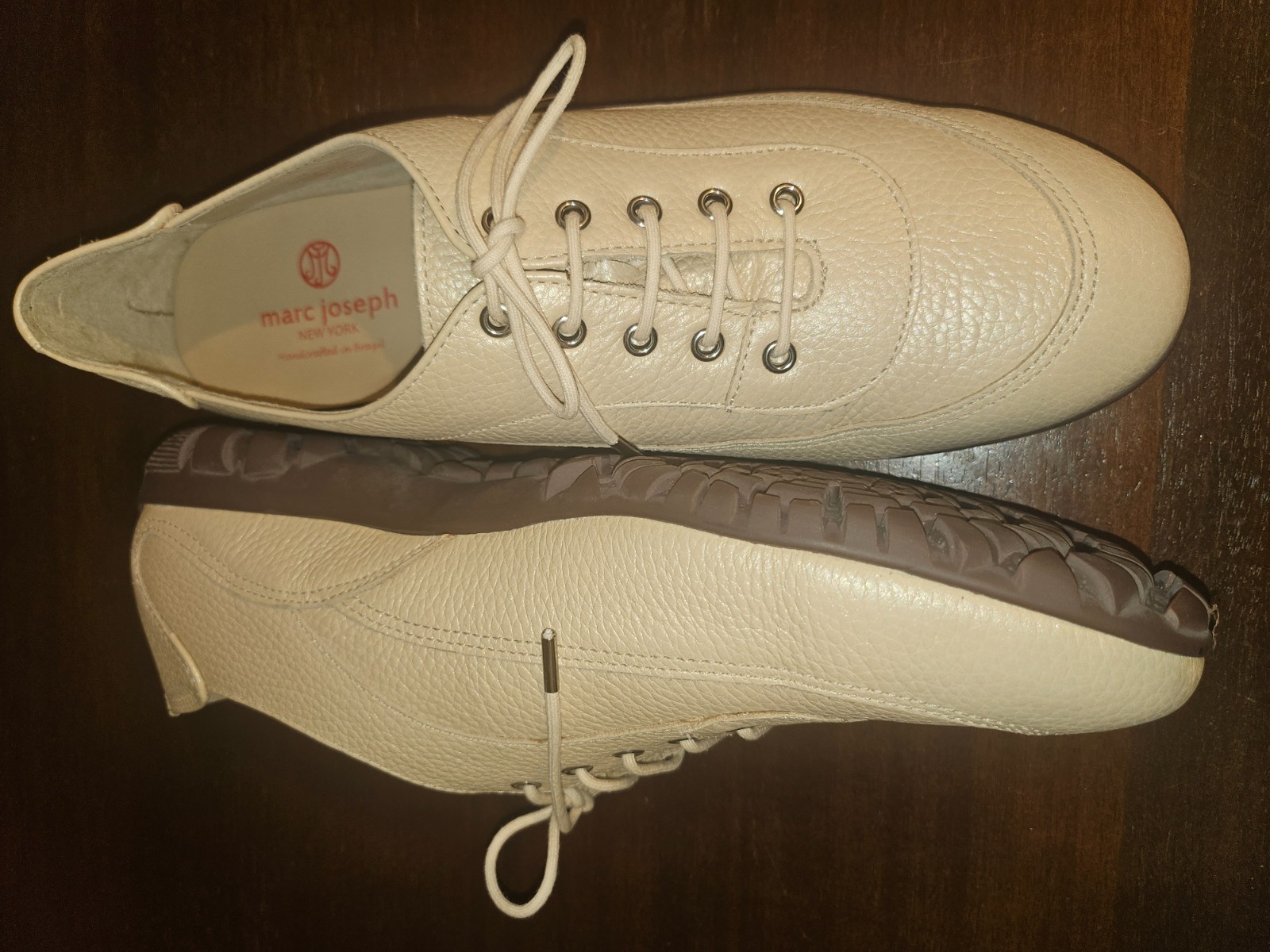 Marc Joseph Hampton Golf All Leather Oxfords Lace Up Shoes Beige Size 11