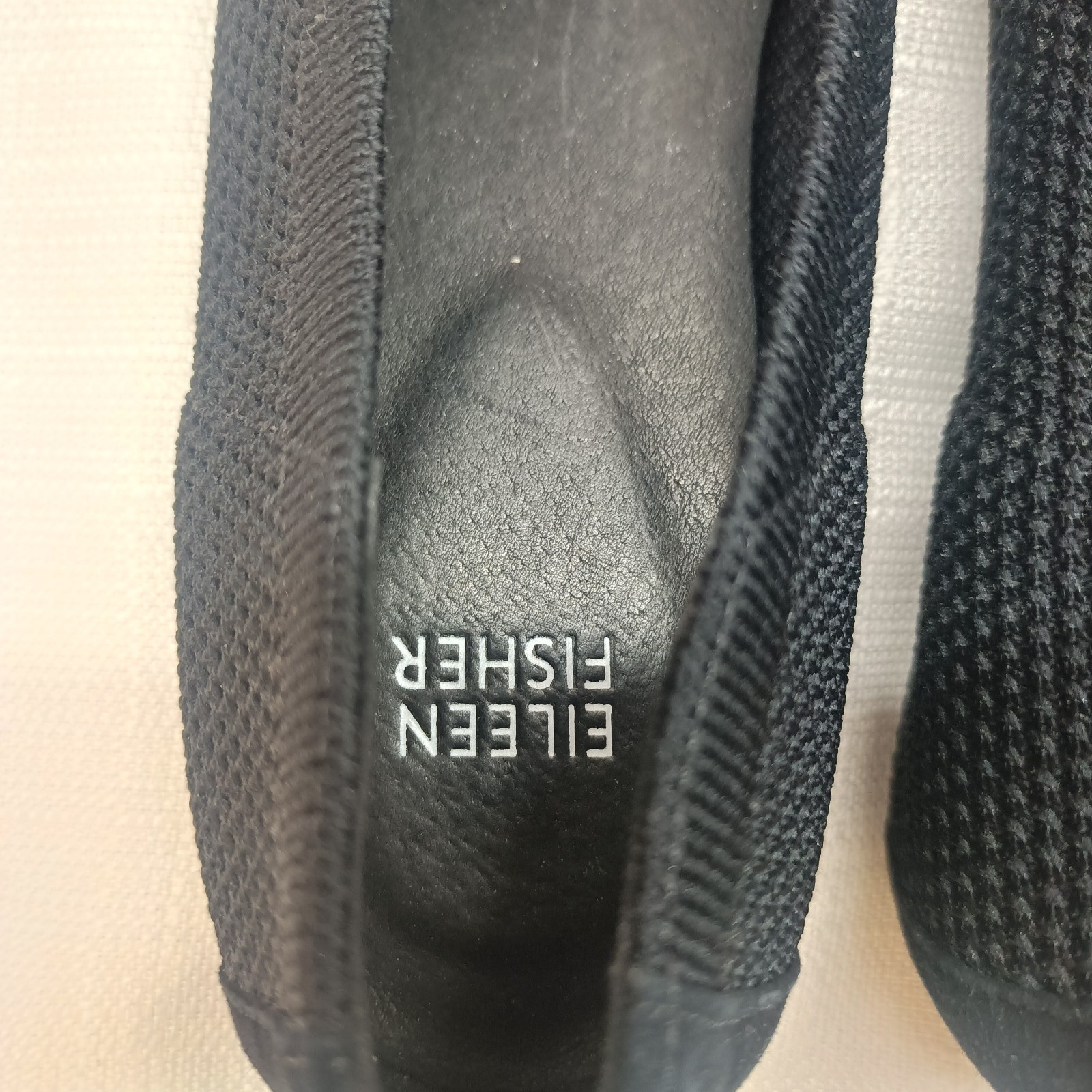 Eileen Fisher Heaven Black Stretch Knit Low Hidden Wedge Ballet Flats Womens 7.5