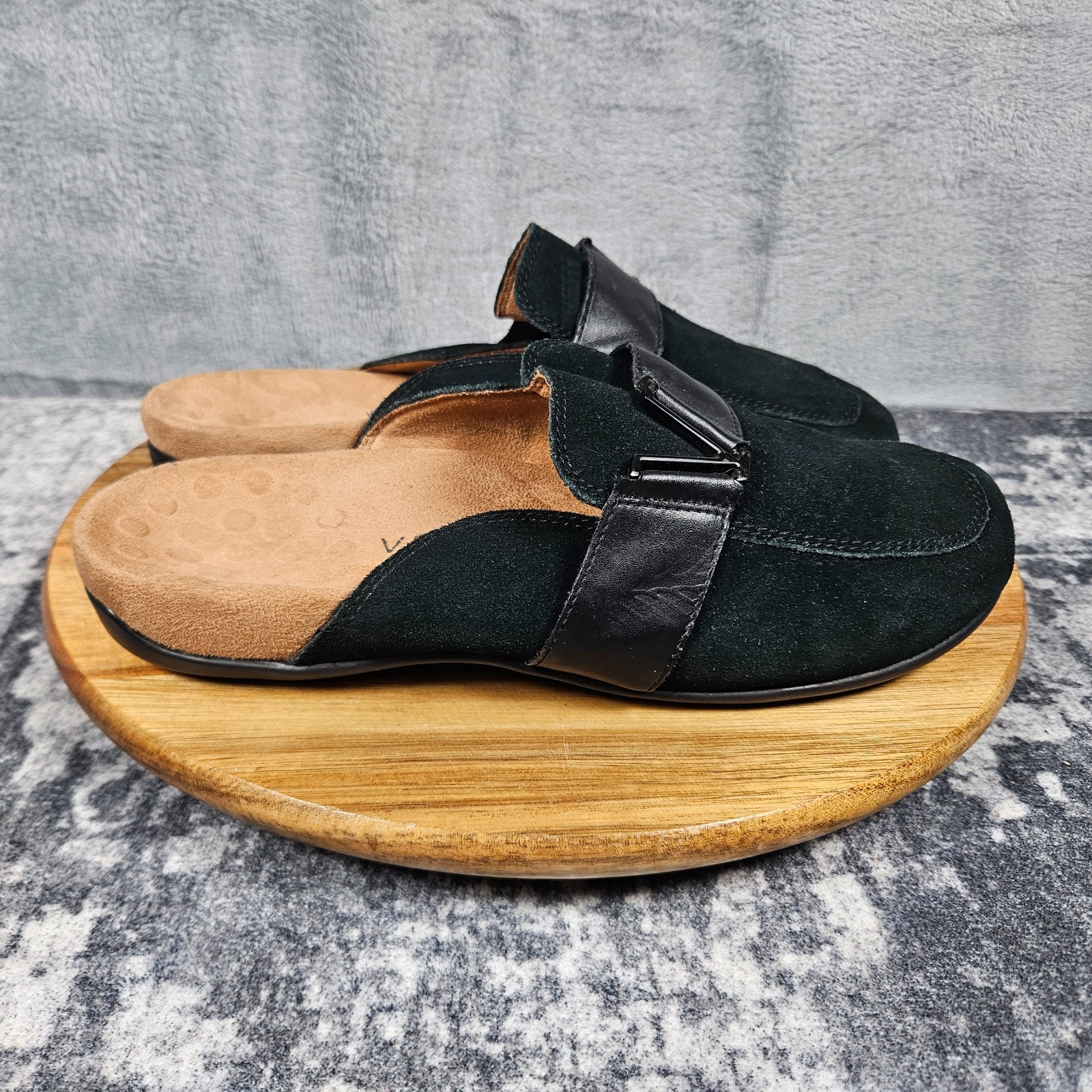 Vionic Women’s Maude Black Suede Slip-On Mule Shoes Size 10 Comfort Slides Shoes