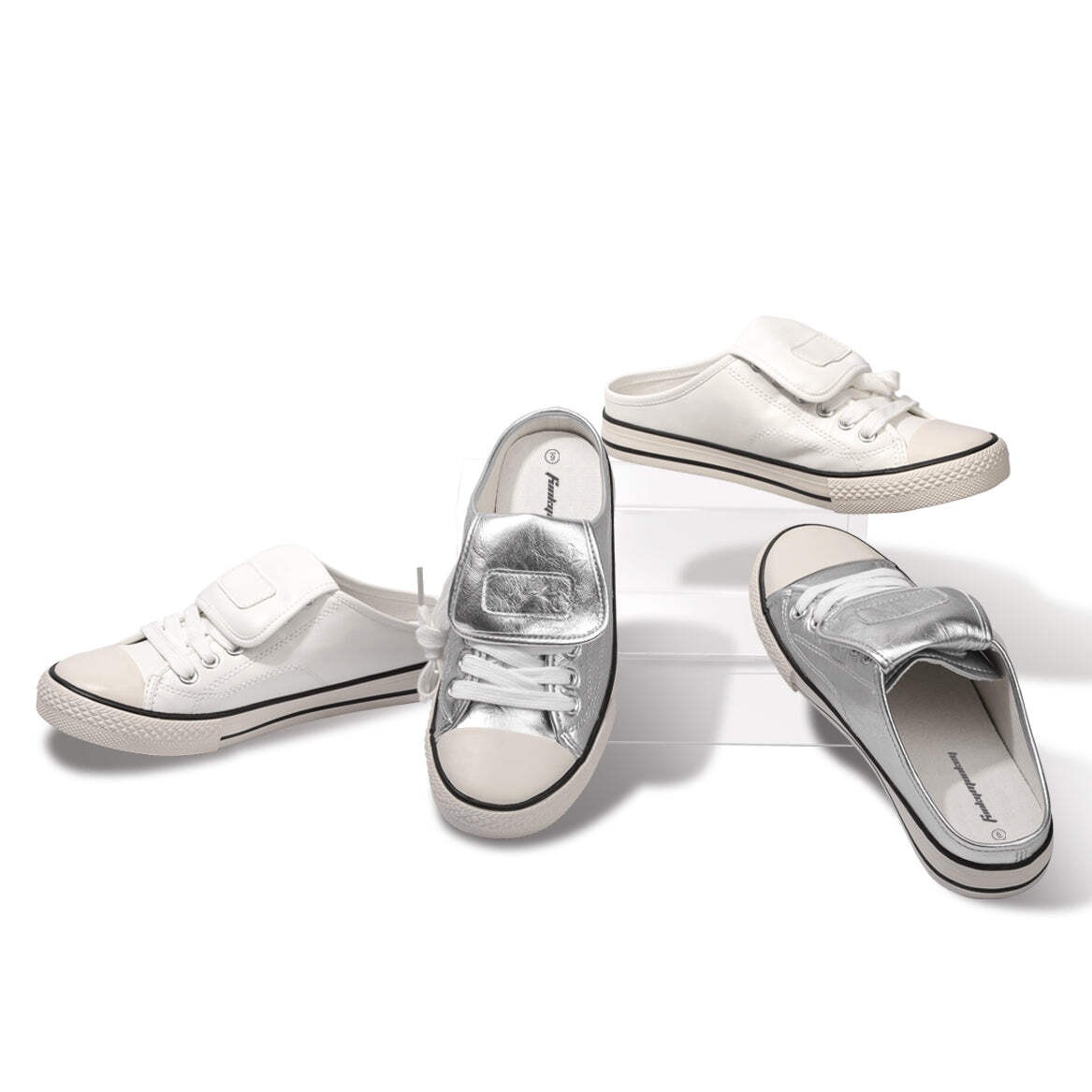 Women Mule Sneakers Slip On Backless Casual Loafers Non Slip Comfort Flat Shoes