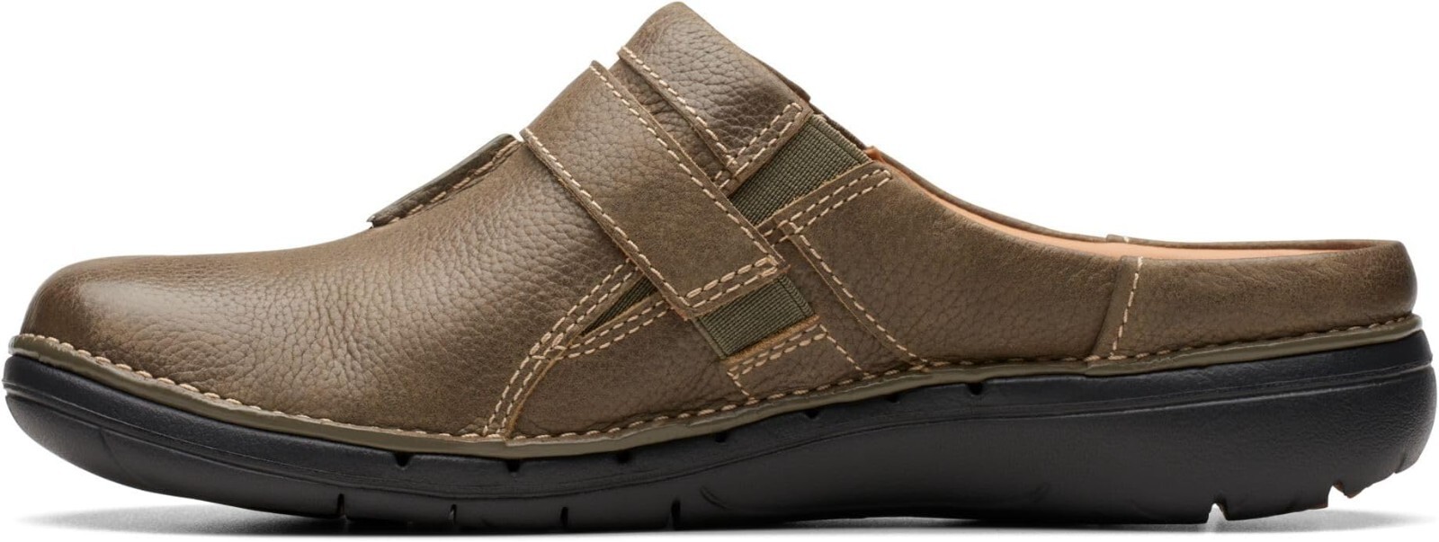 Clarks Women’s Un Loop Ease Clog Dark Olive Leather 7.5 Wide