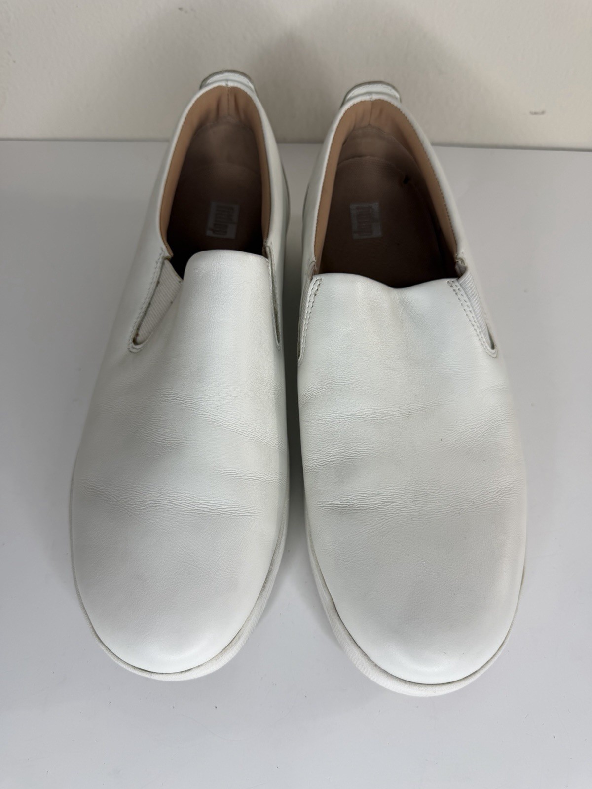 Fitflop Shoes Loafers White Leather Women Size 42 US 10 Comfort Walking Casual