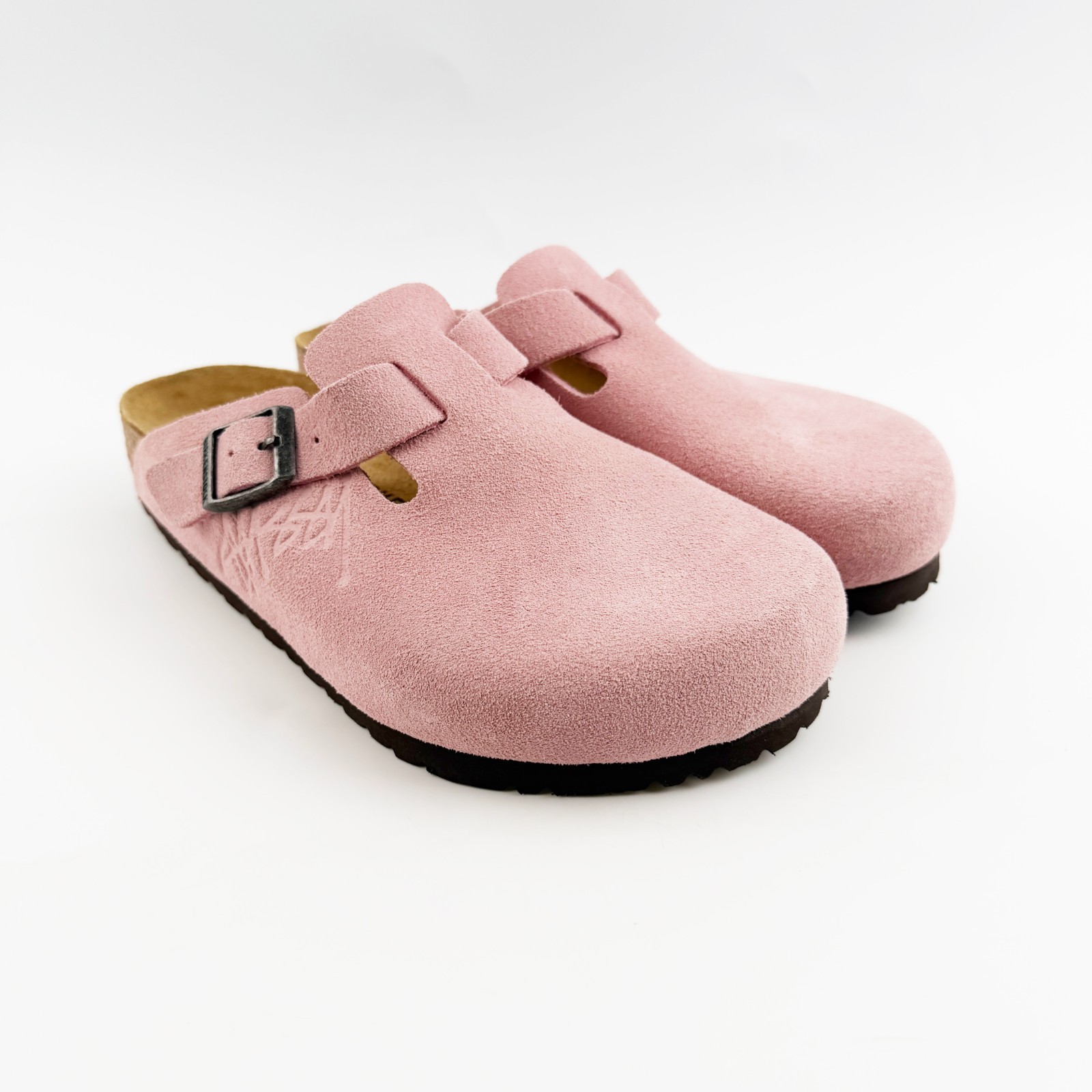 Birkenstock Stussy Boston Clog Dusty Pink Suede Leather Unisex Shoes All Size