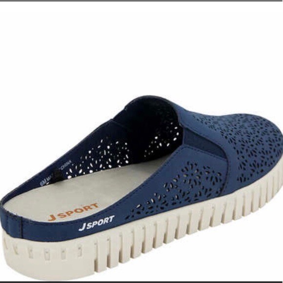 NWT JSPORT by Jambu Ladies’ Floral Mule Easy Slip Comfy Contoured Navy Size 9