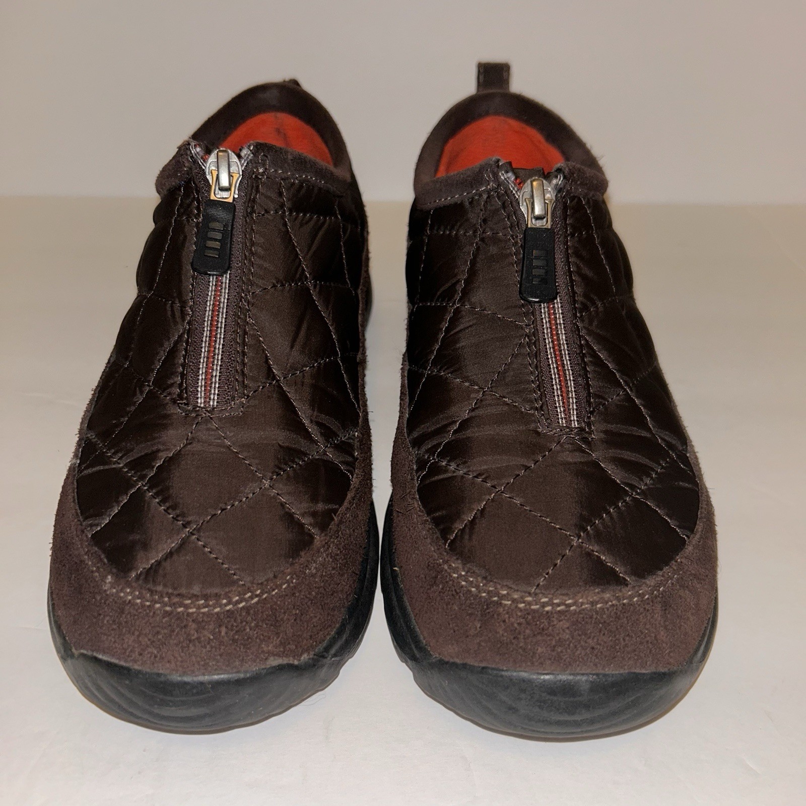 Lands End Women’s Sz 7.5 Brown Suede Hiking Walking Shoes Front Zip 86524