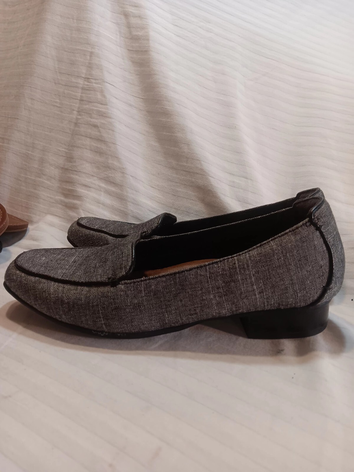 Women’s, Sz 7 ,Clarks, Bendables, artisan, Thoughtful Q Block Heel ,Gray Cloth~