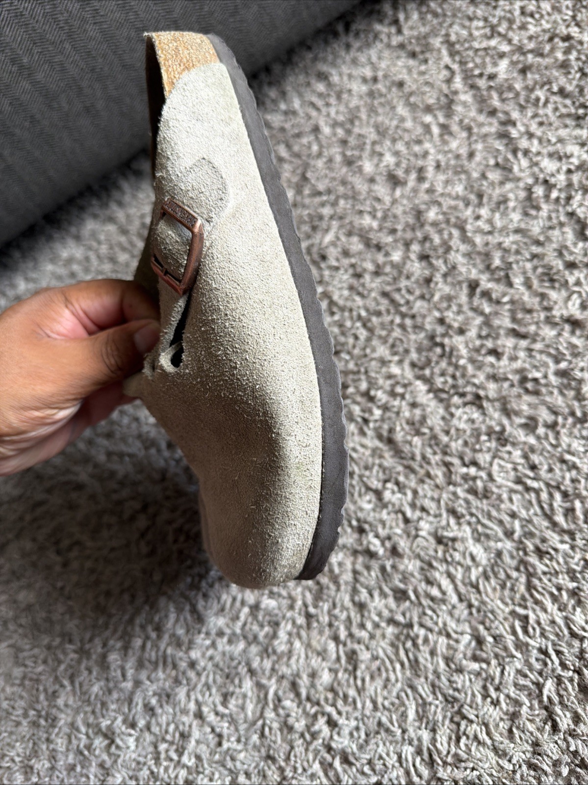 Birkenstock EU 38 Boston Taupe Suede Clog Size Women’s 7-7.5