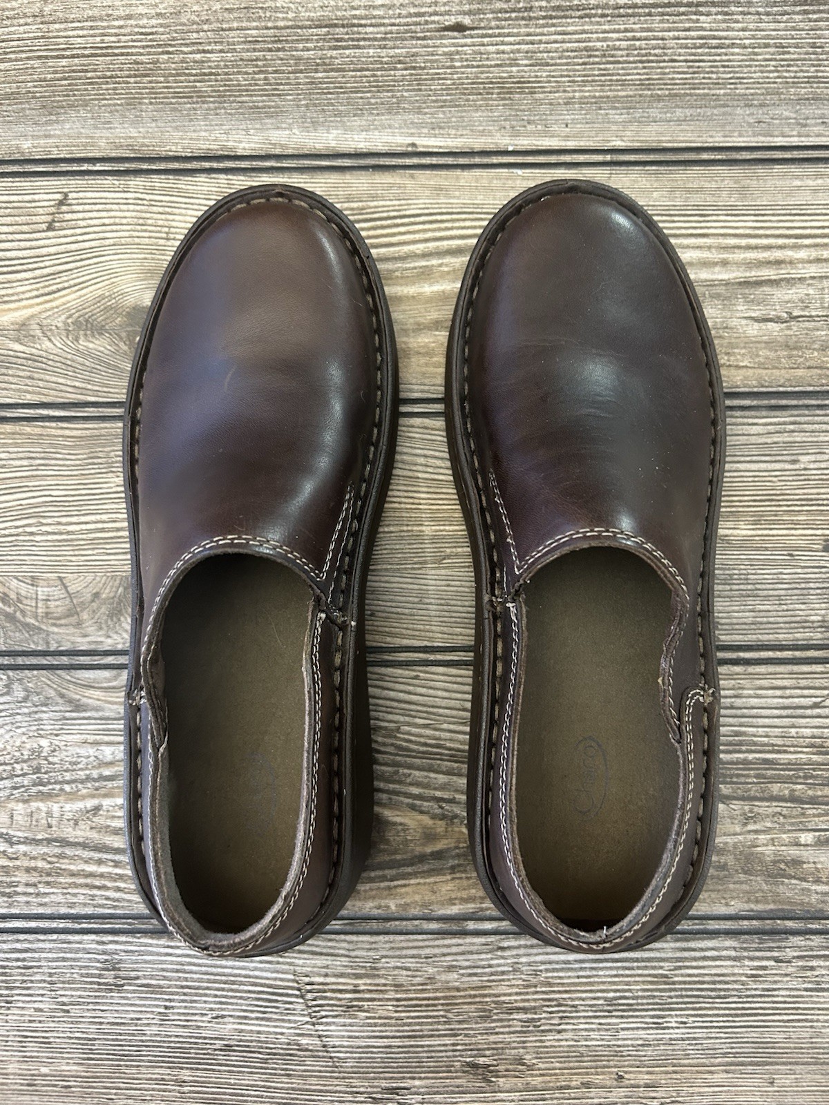 Chaco Zaagh Gunnison 100% Leather Clogs Womens 8.5 Chocolate Brown Vibram Soles