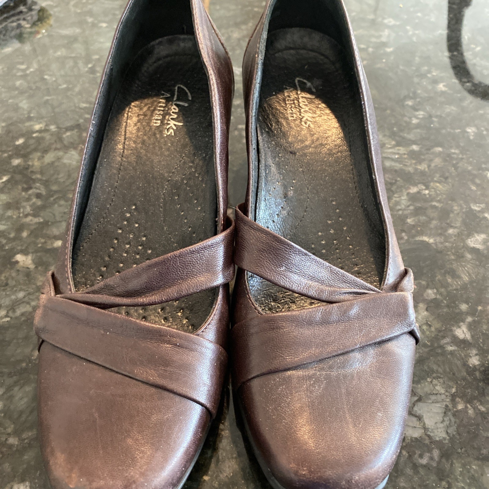 Clark’s Collection Artisan Women’s Wedge Shoes Size 6 M Brown Slip On Leather