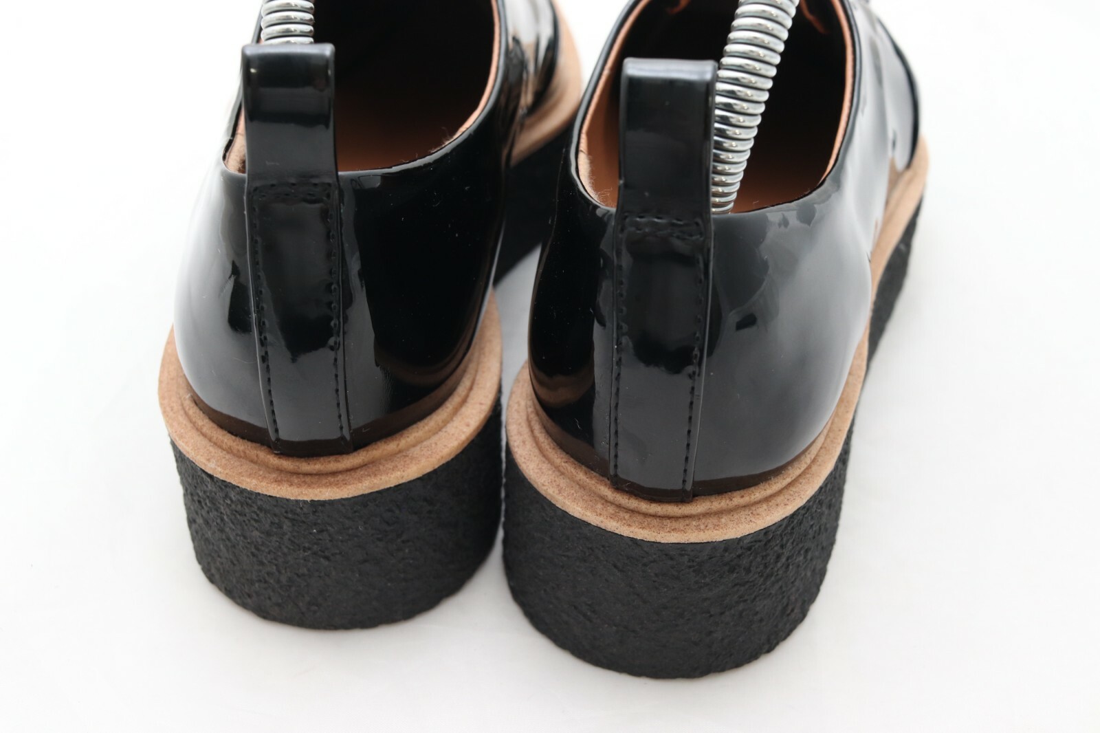 Zara Trafaluc Creeper Platform Oxford Shoe Women US 8 EU 39 Black Patent Lace Up