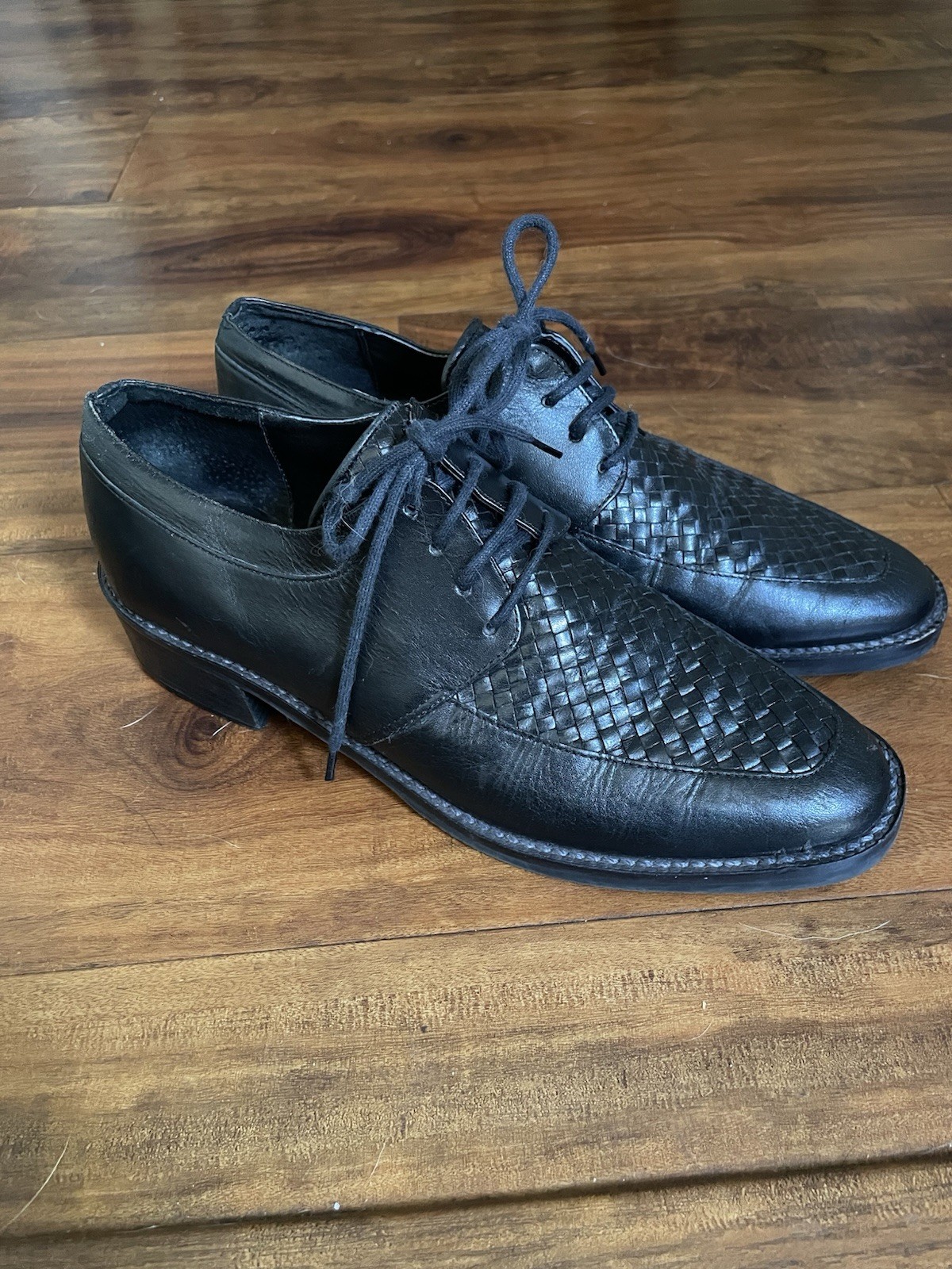 Seychelles Black Woven Leather Lace-Up Oxford Dress Shoes Almond Toe US 8M