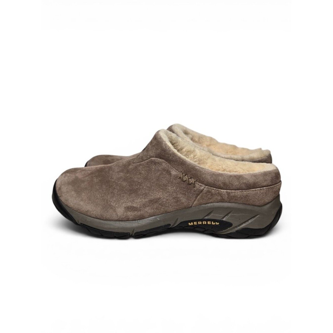 Merrell Encore Fur Lined Suede Mules Women Tan Cozy Slip On Hiking Outdoor 7