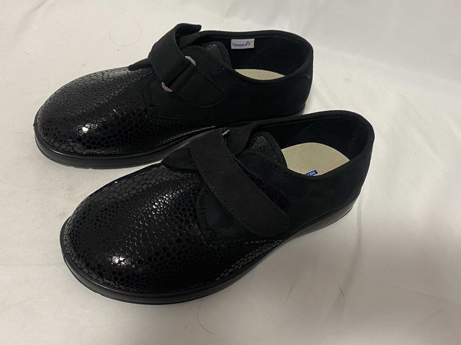 Florett Varomed Slipper Shoes Sneakers Black Tromsö Embossed hook & Loop sz 41