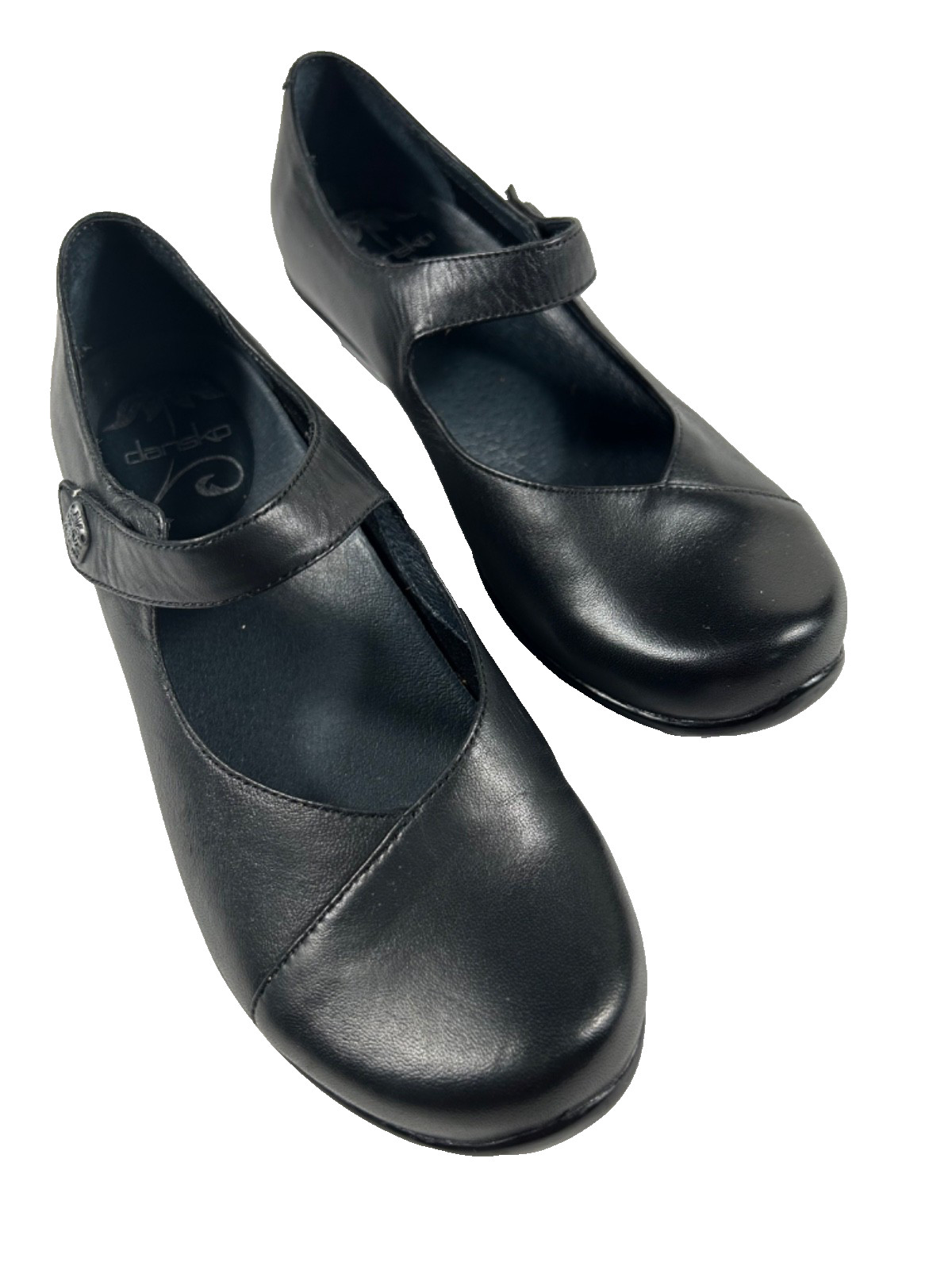 Dansko Mary Janes Women 38 Black Leather Hook Loop Shoes Minimalist Boho Comfort