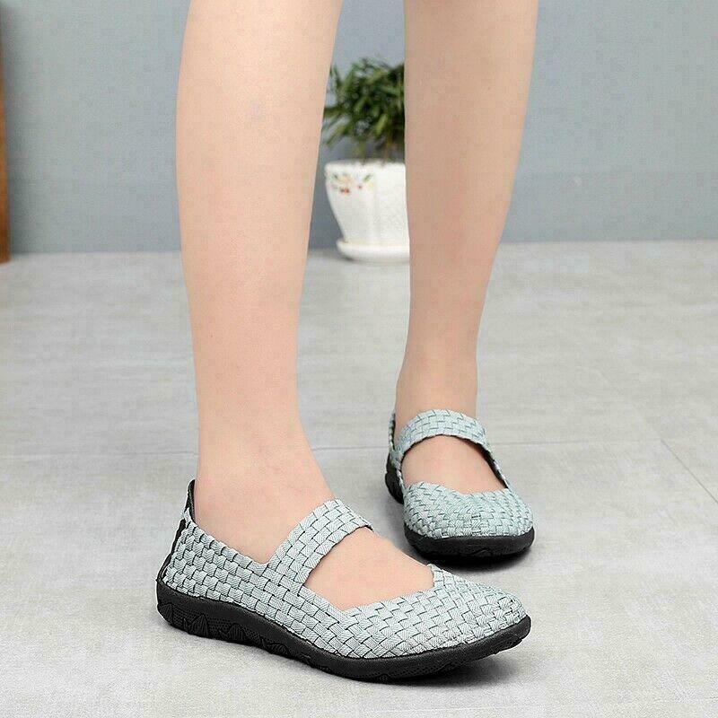 Womens Walking Shoes Slip on Woven Flat Lightweight Fashion Sneakers Weave Girl