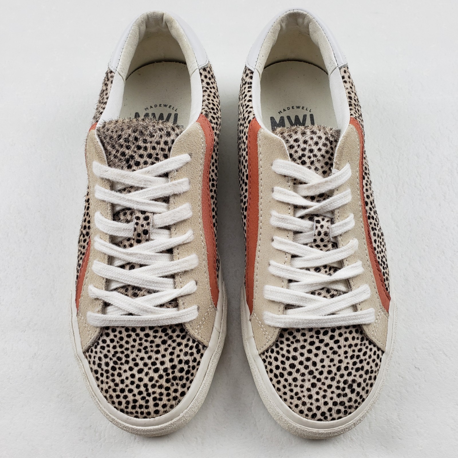Madewell Sidewalk Low Top Sneaker Womens 6.5 Brown Spotted Calf Hair Casual Shoe