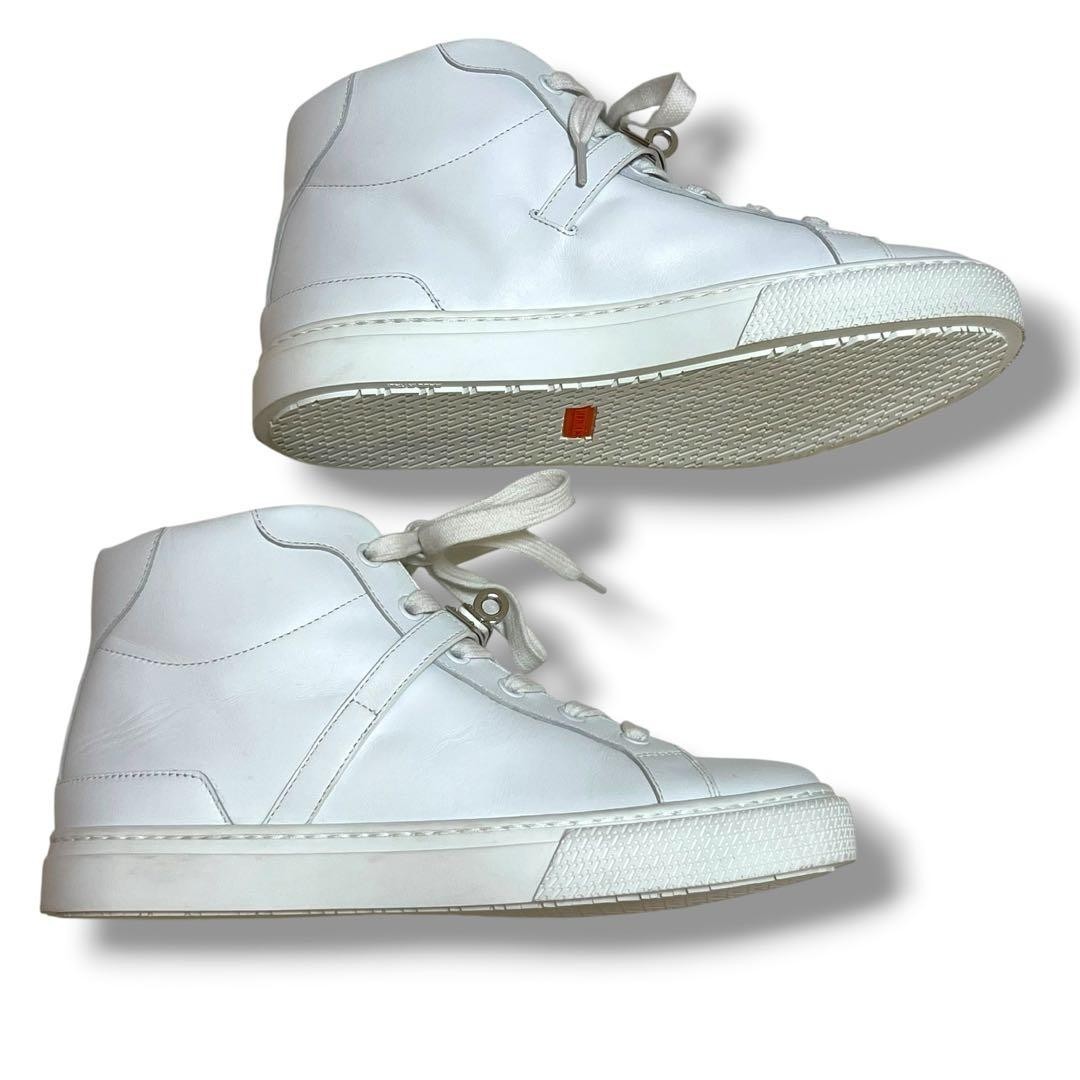 HERMES Daydream High Top Sneakers White Leather Kelly Buckle Women’s EU36 US6