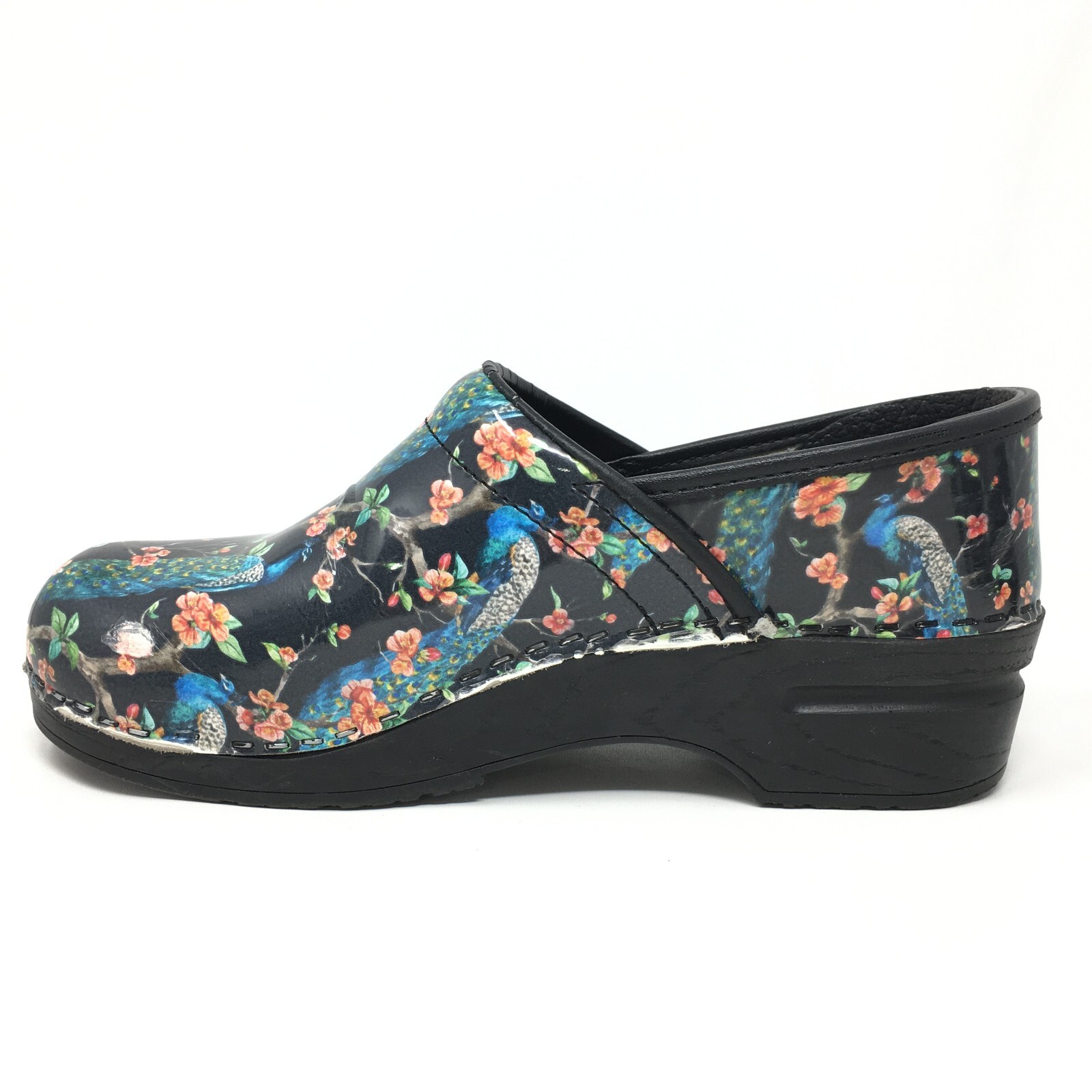 Bjork Clogs Loafers Shoes Womens Size 7-7.5 US 38 EU Peacock Floral Leather